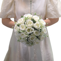 Buket Pengantin Gaya Hutan 18 Mawar Besar Buatan Sutra Model BBGS 815211582853