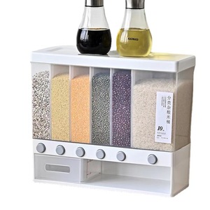Distributeur de riz Conteneur de stockage des aliments Baril de riz Distributeur de céréales scellé <span class=keywords><strong>Organisateur</strong></span> de stockage transparent mural - Product Image 3