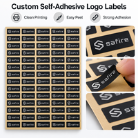 Label Logo Hitam Kustom Perekat Sendiri Tahan Air untuk Cetak Stiker Parfum Kosmetik Kemasan Hadiah Lembaran atau Gulungan