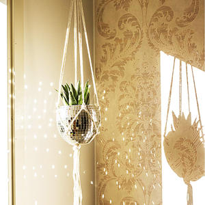 Offre Spéciale boule Disco <span class=keywords><strong>plante</strong></span> ronde suspendue jardinière Pot de fleur avec <span class=keywords><strong>corde</strong></span> en macramé métallique trou de Drainage suspendu pour la décoration de la maison - Product Image 3