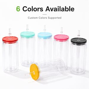 Lightweight Easy-Carry 16oz Double Wall <b>Plastic</b> Mason Cup with Handle Straw for School Campus Dormitory - Product Image 1
