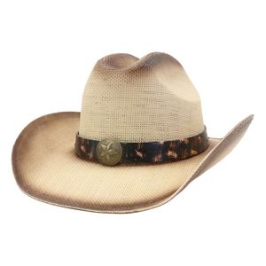 หมวกทรงสูงสไตล์ตะวันตก N51 ขายดี หมวกสานจากกระดาษสำหรับทุกเพศ พร้อมแถบรูปดาว เหมาะสำหรับกิจกรรมกลางแจ้ง ตกปลา ท่องเที่ยว และสวมใส่ลำลอง - Product Image 1