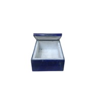 Boîte à bijoux artisanale moderne en marbre blanc et lapis-lazuli bleu, fabriquée en Inde, respectueuse de l'environnement, en pierres précieuses naturelles, cadeau souvenir Agra Heritage