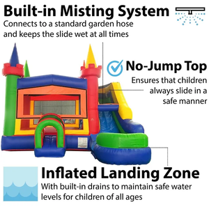 Bạt PVC tùy chỉnh thực hiện lâu đài bơm hơi trượt với quạt cầu vồng mô-đun hiện đại Logo tùy chỉnh Unisex - Product Image 6
