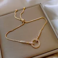 Full Rhinestone Bling Gold Plated Adjustable Bracelets for Women