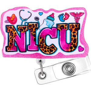 Oferta Especial Carrete Retráctil para Identificación de Enfermera Registrada RN BSN Rosa con Purpurina Porta Tarjetas de Identificación Accesorios para Enfermeras - Product Image 3