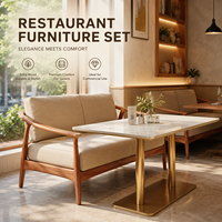 Canapé lounge, canapé à structure en bois ouvert avec coussin lombaire pour hall d'hôtel, salle de banquet, café, pizzeria, cuisine, bar à sushis