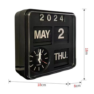 Multicolor Classic <strong>Retro</strong> Vintage Mechanical <strong>Flip</strong> Calendar Down Page Resin Desk <strong>Clock</strong> for Home Decor - Product Image 5