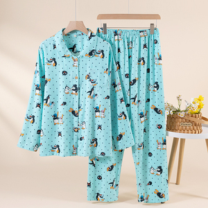 Conjunto <span class=keywords><strong>de</strong></span> <span class=keywords><strong>Pijama</strong></span> <span class=keywords><strong>de</strong></span> Dos Piezas <span class=keywords><strong>de</strong></span> Algodón con Estampado <span class=keywords><strong>de</strong></span> Dibujos Animados, Estilo Casual para <span class=keywords><strong>Mujer</strong></span>, Cuello en V, Ajuste Holgado, Suave, Ropa <span class=keywords><strong>de</strong></span> Dormir para Chicas - Product Image 3