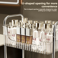 Chariot de rangement mobile multi-niveaux transparent en plastique PP, conception détachable, pour salle de bain, vente en gros