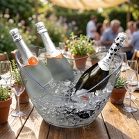 Seau à glace LED transparent moderne en plastique rond 4L/8L avec logo personnalisé, étanche, pour refroidisseur de bière, idéal pour les boîtes de nuit, bars et fêtes