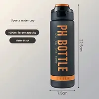 Botol Air Olahraga Plastik Termal Kapasitas Besar 1000ML Mulut Lebar, Aman untuk Mesin Cuci Piring, Cocok untuk Bersepeda di Luar Ruangan, Unisex Amerika