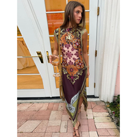 Robe de soirée élégante imprimée pour femme, sans manches, à franges, coupe ajustée, asymétrique, collection Printemps-Été 2026
