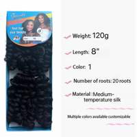 Cheveux synthétiques à tresser en spirale serrée, pré-bouclés, pour crochet, 8 pouces, 120g, vente en gros
