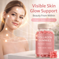 Gummies de Collagène Marque Blanche, Complément Beauté Biotine Vitamine C, Soutien Cheveux Peau Ongles, Sans Sucre, OEM, Pour Femmes, 2 Gummies