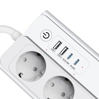 Prise intelligente Tuya Zigbee avec télécommande, économie d'énergie, multiprise EU/US/UK, 4 prises, 2 USB, charge rapide, compatible Alexa/Google Home