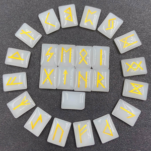 Juego de piedras rúnicas grabadas al por mayor en letras paganas Elder Futhark alfabeto símbolos material de piedras preciosas para brujería - Product Image 4