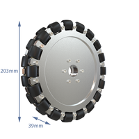 Roue omnidirectionnelle double en aluminium de 203 mm (8 pouces), capacité de charge de 50 kg, 36 rouleaux en caoutchouc, mouvement à 360 degrés pour chariot de transport robotisé AGV