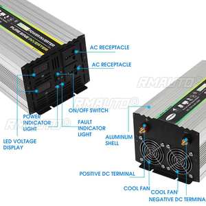 Convertisseur 12V vers 220V 5000W/6000W, onduleur à onde sinusoïdale pure, double affichage numérique LCD, 2 prises, fonctions de protection multiples - Product Image 3