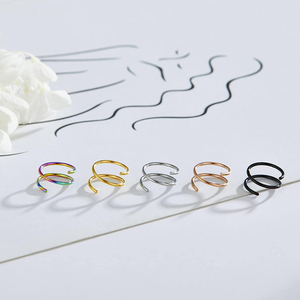 Ashion-piercing para el cuerpo, joyería para el cartílago de la oreja, anillo de <span class=keywords><strong>doble</strong></span> aro de acero inoxidable chapado en oro en espiral para la nariz - Product Image 3