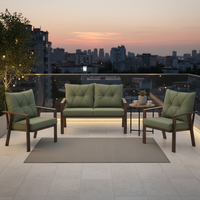 Ensemble table et chaises de balcon en fer à motifs boisés, style moderne, pour mobilier d'extérieur d'hôtel KUGU