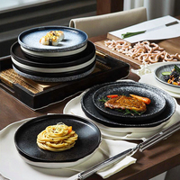 Assiette plate élégante en céramique pour steak, 6 tailles, petit déjeuner, design classique, bord droit, non toxique, restaurant, hôtels, repas occidentaux