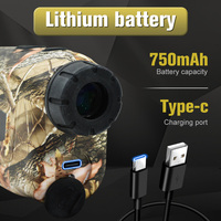Télémètre de chasse camouflage laser avec logo personnalisé, rechargeable Type-C, objectif 6X, écran LCD, portée 600m 1000m 1200m 1500m