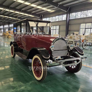 Coche Eléctrico Modelo T Vintage Negro Borgoña Sedán Cerrado con Neumáticos Whitewall, Vehículo de Atrezzo para Escenas de Drama del Principio de los Años 20 - Product Image 6