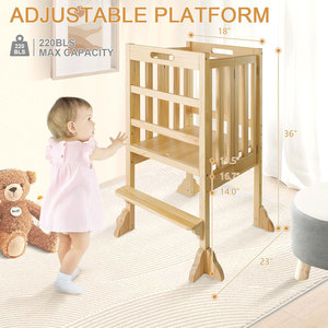 Tour <span class=keywords><strong>d</strong></span>'apprentissage en bois certifiée CPC, tabouret <span class=keywords><strong>d</strong></span>'aide de cuisine pour enfants, marchepied réglable en hauteur - Product Image 3