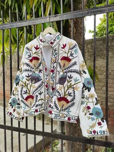 Veste longue Suzani brodée à la main attrayante pour femmes Printemps Bohème Boho Gypsy Crewel Festival Cadeau spécial - Product Image 3