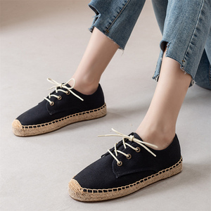 <span class=keywords><strong>Alpargatas</strong></span> de <span class=keywords><strong>Mujer</strong></span> Modernas con Cordones y Punta Cerrada, Tejidas en Yute, con Suela Gruesa, Calzado Diario Antideslizante, Minimalista e Informal - Product Image 5