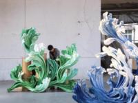 Sculpture géante personnalisée Vague Bleue, Décoration abstraite Océan pour Mariage, Événement, Centre Commercial, Exposition