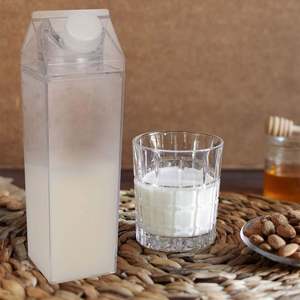 1000ML Reusable Custom Logo Transparent Clear <b>Milk</b> Carton Shaped <b>Plastic</b> <b>Bottle</b> Direct Drinking Lid Dishwasher Safe for Party - Product Image 5
