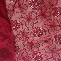 Tissu en dentelle jacquard bordeaux, polyester super doux, broderie délicate, résistant au rétrécissement, léger, textile de maison, robes pour femmes