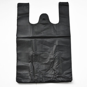 Eco-friendly vegetable plastic shopping vest bag ldpe biodegradable black plastic t-shirt bag t shirt plastic carry bags on roll