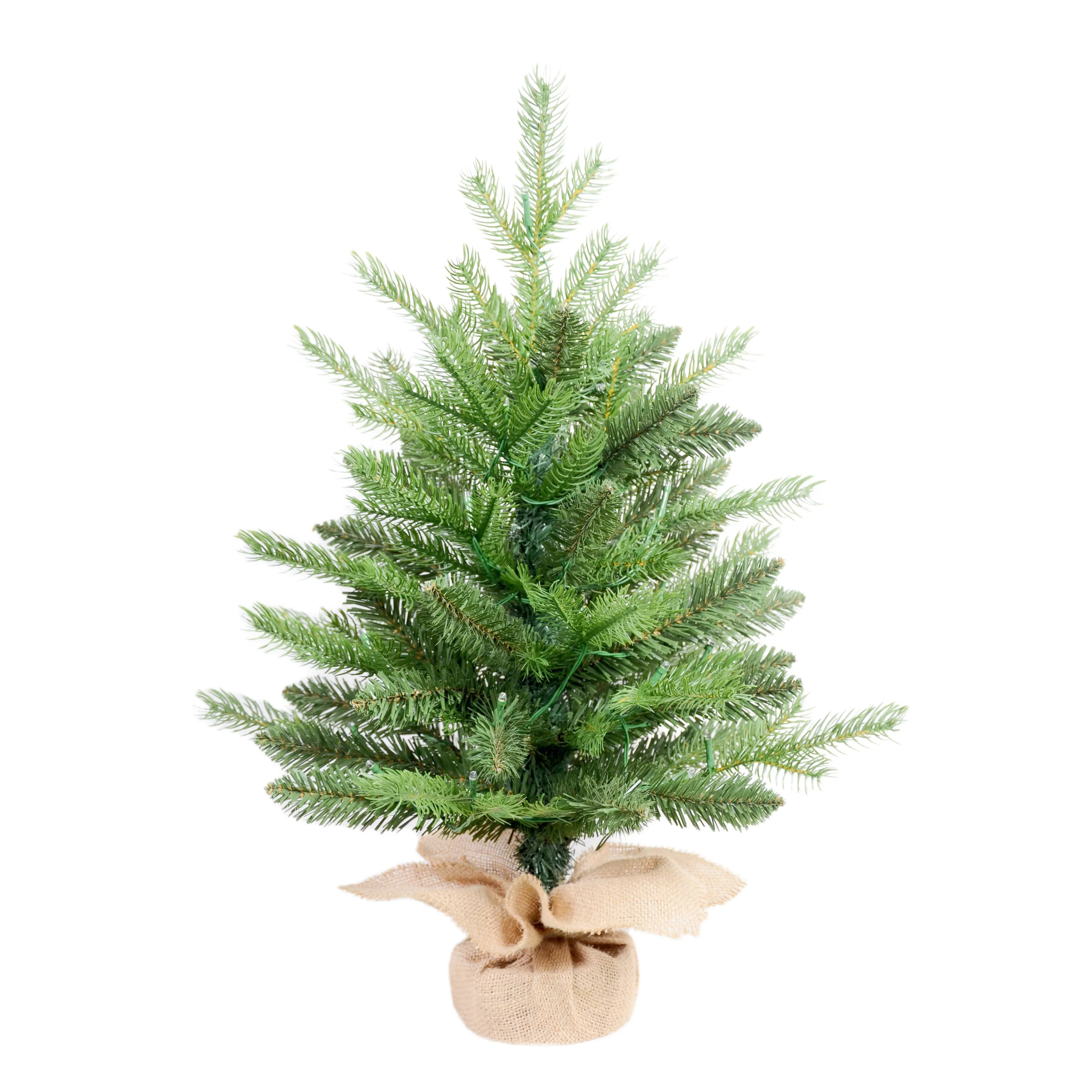 Hot Sale Home Decoration Small Tree Easy Assemble Green PE PVC Christmas Tree With LED Lights