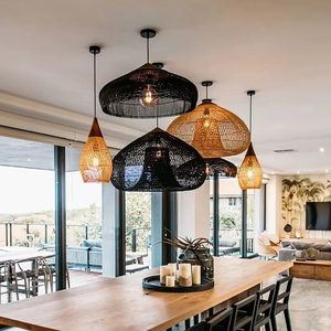 Nhà Máy Bán Bán Buôn Đèn Chùm Trần Sang Trọng Tay Dệt Mây Tự Nhiên Đèn Chùm Nhà Hàng Phòng Khách Ánh Sáng Mặt Dây Chuyền - Product Image 2