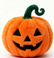 Niedliches Kürbis-Plüschtier Flauschiges Jack-O'-Lantern Plüschkissen aus Polyester PP-Baumwolle mit Stickerei-Design für Schlafzimmer Wohnzimmer