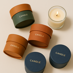 Emballage de bougie en <span class=keywords><strong>tube</strong></span> de papier kraft personnalisé Boîte ronde en carton avec fenêtre d'insertion pour la présentation de cadeaux de luxe - Product Image 1