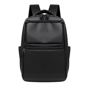Cross-border street-style leather-look <b>backpack</b>, <b>mens</b> black business <b>backpack</b>, laptop bag, large-capacity briefcase. - Product Image 5