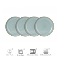 Ensembles de vaisselle en céramique bleue vente en gros de promotion de septembre grandes assiettes en céramique ensembles de vaisselle de sécurité pour micro-ondes pour restaurants