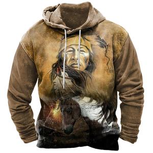Venta al por mayor de sudaderas con capucha personalizadas 2025 para hombre Estilo Vintage azteca Navajo impreso en 3D ganchillo casual para otoño mínimo 2 uds. - Product Image 6