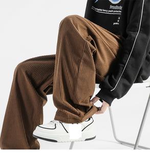 Pantalon décontracté vintage en mélange de coton épais pour homme, coupe ample, taille mi-haute, avec cordon de serrage, marque de mode - Product Image 2