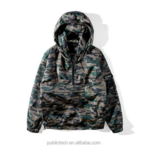Vêtement de mode en gros, veste camouflage fine imperméable à fermeture éclair 1/4, veste coupe-vent camouflage pour homme, veste à enfiler - Product Image 5