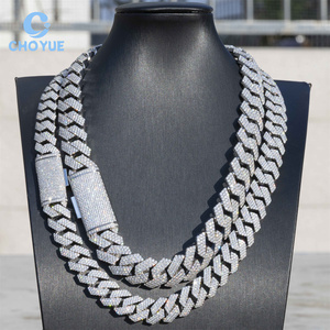 925 Sterling Silver 20mm <b>Iced</b> <b>Out</b> Hip Hop Jewelry Men's VVS Moissanite Diamond Cuban Link <b>Chain</b> Necklace Hip Hop Style - Product Image 1