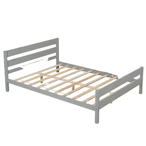 Kích thước đầy đủ nền tảng giường khung gỗ rắn nền tảng giường với đầu giường và footboard