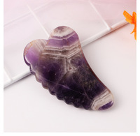 Améthyste naturelle Gua Sha Pierre Fluorite Quartz Rose Grattage Outils de Massage Cristal Forme de coeur avec dents pour les soins de la peau