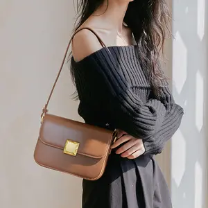 supplier Custom wholesale 2024 NEW high quality Fashion Genuine Leather women's crossbody shoulder armpit Small square bag