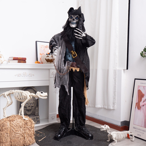 Decoración Animada de Pirata Capitán con Movimiento por Inducción Eléctrica para Halloween, Adorno con Ojos Brillantes para Fiestas - Product Image 1