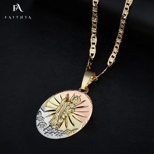 FP1092 özel adı erkekler çiçek tabanı <span class=keywords><strong>10K</strong></span> gerçek altın takı Oro Laminado 14K altın aziz Jude kolye kolye kadınlar için - Product Image 2